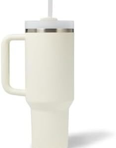 STANLEY Quencher H2.0 FlowState Stainless Steel Vacuum Insulated Tumbler with Lid and Straw for Water, Iced Tea or Coffee, Smoothie and More, Cream, 40 oz