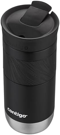 Contigo Byron 2.0 Snapseal Travel Mug,Stainless Steel Thermal Mug,Vacuum Flask,Leakproof Tumbler,Coffee to Go Mug with Bpa Free Easy-Clean Lid,Licorice,470 Ml