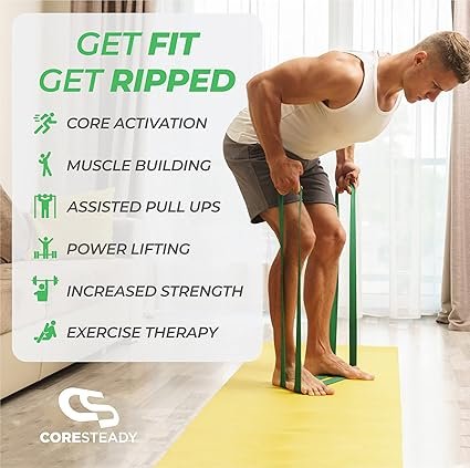 Coresteady Pull Up Bands & Resistance Bands - Rubber Heavy Duty Loop Band for Men & Women - Build Fit Power & Muscle - Training, Fitness Assist Pull Ups & Gym Exercise