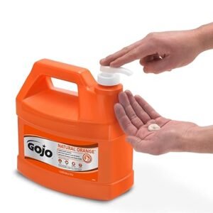 GOJO Natural* Orange Pumice Industrial Hand Cleaner, 1 Gallon Quick Acting Lotion Hand Cleaner with Pumice Pump Bottle (Pack of 2)