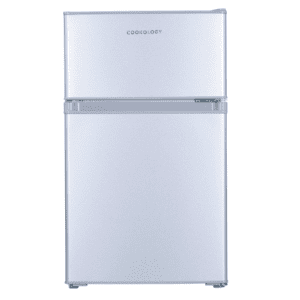 Cookology UCFF87 47cm Freestanding Undercounter Small Fridge Freezer with 2 Doors, 87 Litre, Adjustable Temperature Control, LED Light and a 4 Star Freezer Rating - in Silver [Energy Class F]