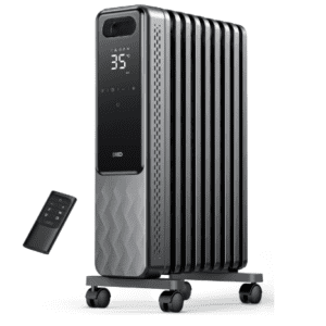 Dreo Oil Filled Radiator 2000W,Electric Portable Space Oil Heater 9 Fins with Remote Control,24h Timer,3 Heat Settings,4 Modes,Digital Thermostat,Overheat & Tip-Over Protection,Quiet,Home,Grey