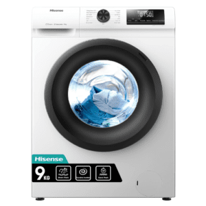 Hisense-WFQP9014EVM-Freestanding-9 KG-Front Load Washing Durable Inverter Machine-Steam Wash-Quick Wash-15 Washing Programs-1400 RPM-White-Energy Rating C [Energy Class C]