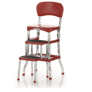 COSCO Retro Counter Chair/Step Stool, Sliding, Red