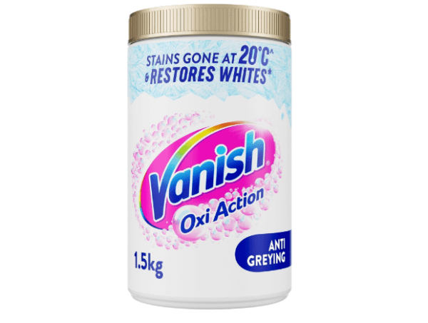 Vanish Gold Oxi Action Stain Remover & Whitening Booster Powder For Whites 1.5 Kg, Back to School, Removes School Stains Even at 20°C, Restores Whiteness of Greyed Fabrics, Safe on School Uniforms