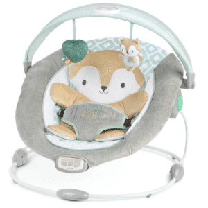 Ingenuity InLighten Baby Bouncer Seat with Light Up-Toy Bar and Bunny Tummy Time Pillow Mat - Kitt, Newborn and up