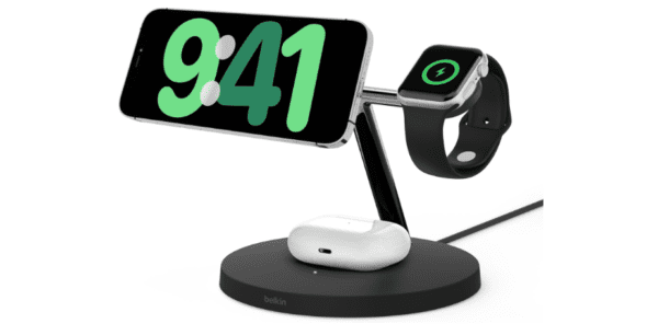 Belkin BoostCharge Pro 3-in-1 Wireless Charger with Qi2 for iPhone 16, 15, 14, 13 and 12 + Apple Watch + AirPods (Magnetically Charges iPhone 16, 15, 14, 13 and 12 Models up to 15W) - Black