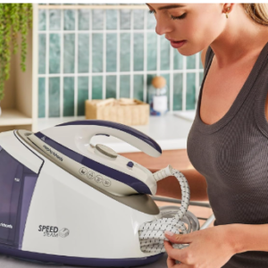 Morphy Richards SpeedSteam Steam Generator Iron, Ceramic Non-stick Soleplate, 240g Steam Boost, 140g Steam Output, 5.5 Bar Pressure, Detachable 1.7L Water Tank, 3000W, White/Purple, 333202