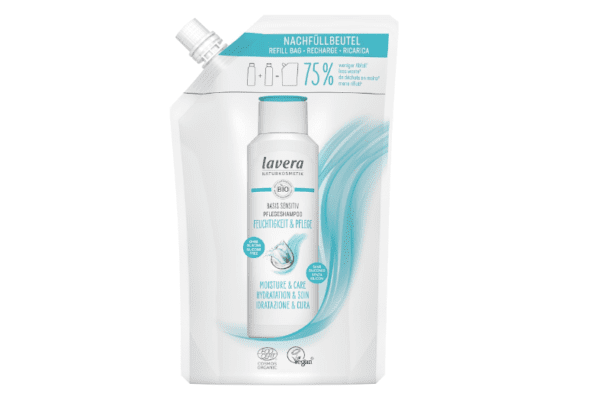 lavera Refill bag basis sensitiv Shampoo Moisture & Care - without silicone - Intensive moisture & gentle care - vegan - natural cosmetics - 500 ml
