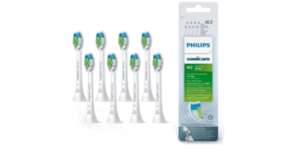 Philips Sonicare Original W2 Optimal White Standard Sonic Toothbrush Heads - 8 Pack in White