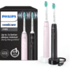Philips Sonicare 3100 Series Sonic Electric Toothbrush (Dual Pack)Black and Sugar Rose (Model HX3675/15)