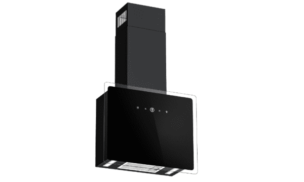FIREGAS 60cm Cooker Hood with Brushless Motor, Tempered Glass & Stainless Steel Extractor Hood with Touch Screen, LED Lights and Recirculating,Black