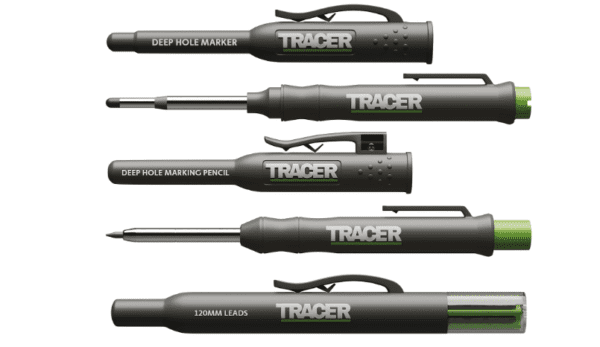 TRACER Deep Hole Construction Pencil with 6X Replacement Lead Pack and accompanying Site Holsters All-in-one Marking Kit