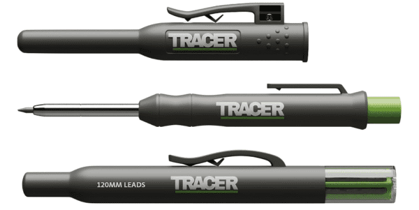 TRACER Deep Hole Construction Pencil with 6x Replacement Lead Pack and accompanying Site Holsters all-in-one Marking Kit