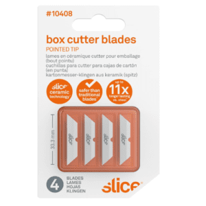 Slice 10408 Replacement Ceramic Blades (Pointed Tip) | Pack of 4 | Finger-Friendly, Dual-Sided Ceramic Safety Blades | Last Up to 11X Longer Than Traditional Blades